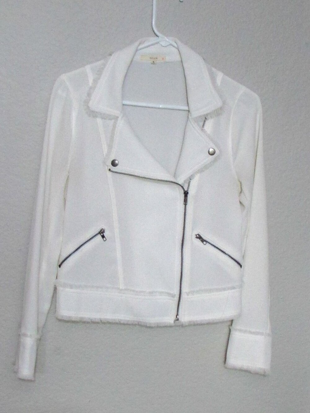 Le Lis Summer Weight White Bomber Jacket
